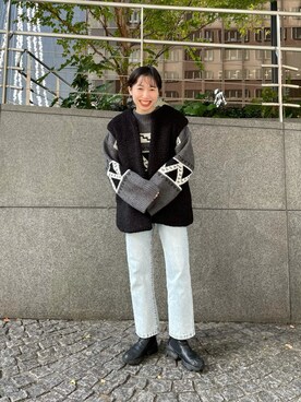「CIAOPANIC（チャオパニック）のアイテム（その他アウター）」を使った、にしむらりささん（レディース・158cm）の冬コーディネート