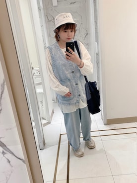 「POU DOU DOU（プードゥドゥ）のアイテム（帽子）」を使った、ｃａｎｃａｎさん（レディース・158cm）の春コーディネート