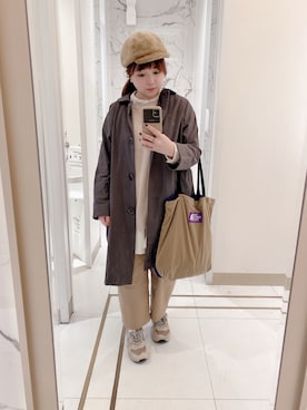 「カオリノモリ」｜「アイテム（ステンカラーコート）」を使った、ｃａｎｃａｎさん（レディース・158cm）の秋コーディネート