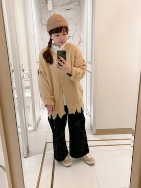「ロングニット」｜「アイテム（パンツ）」を使った、ｃａｎｃａｎさん（レディース・158cm）の冬コーディネート