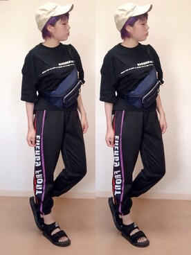 「ロゴシャツ」｜𝔸𝕤𝕒𝕞𝕚.さん（レディース・157cm）の夏コーディネート