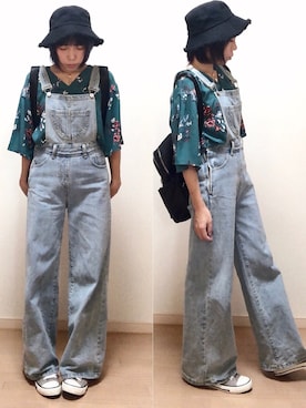 「ANAP（アナップ）のアイテム（サロペット/オーバーオール）」を使った、𝔸𝕤𝕒𝕞𝕚.さん（レディース・157cm）の秋コーディネート