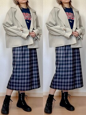 「袖フリル」｜「アイテム（トレンチコート）」を使った、𝔸𝕤𝕒𝕞𝕚.さん（レディース・157cm）の春コーディネート