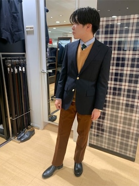 「NEWYORKER（ニューヨーカー）のアイテム（テーラードジャケット）」を使った、NEWYORKER_MENSさん（メンズ・162cm）の秋コーディネート