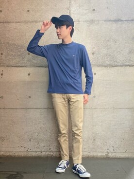 「新作」｜「アイテム（チノパンツ）」を使った、NEWYORKER_MENSさん（メンズ・174cm）の夏コーディネート