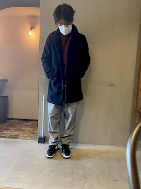 「NANO universe（ナノユニバース）のアイテム（ステンカラーコート）」を使った、zanesan..さん（メンズ・171cm）の冬コーディネート