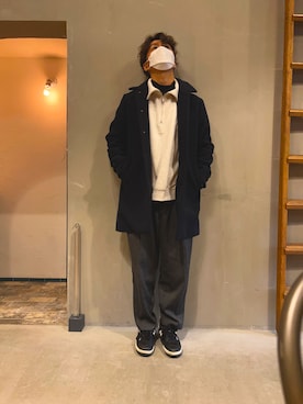 「NANO universe（ナノユニバース）のアイテム（ステンカラーコート）」を使った、zanesan..さん（メンズ・171cm）の冬コーディネート