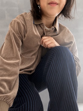 「アイテム（ポロシャツ、ブラウン系）」を使った、ラムちゃんさん（レディース・167cm）の秋コーディネート