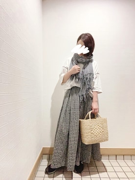 「chambre de charme（シャンブルドゥシャーム）のアイテム（かごバッグ）」を使った、wakaba@さん（レディース・163cm）の夏コーディネート