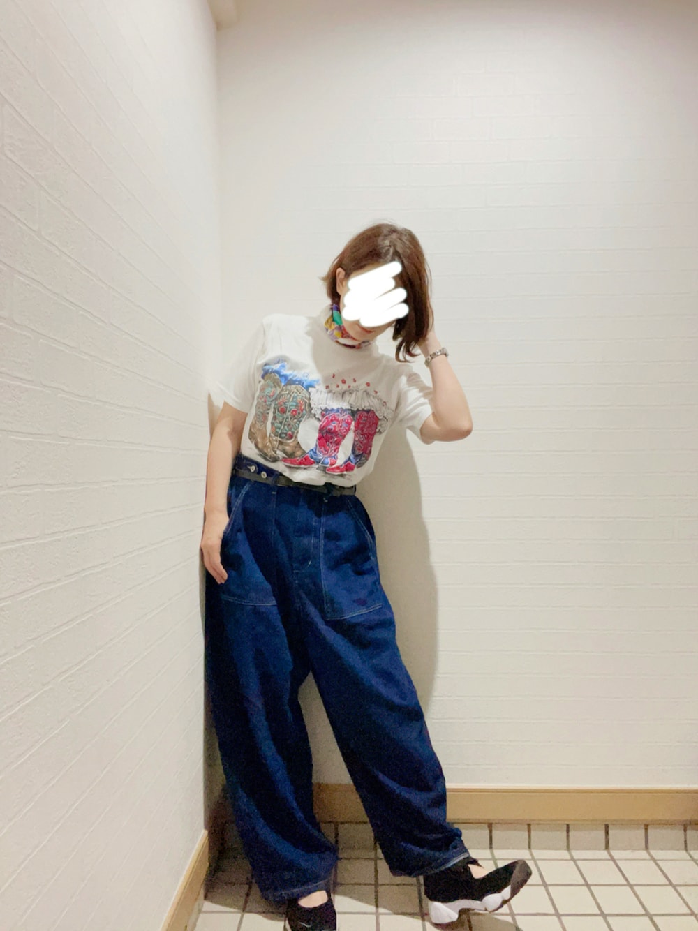 バンダナ柄がコーデのポイントに\tHermes\tケリー18バンダナベルト セール】バンダナ柄 プリントスカーフ（バンダナ/スカーフ