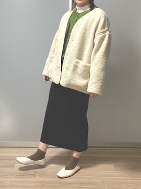 「黒スカート」｜「アイテム（ブルゾン）」を使った、きょさん（レディース・163cm）の冬コーディネート