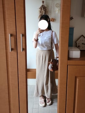 「アイテム（バングル/リストバンド、ブラウン系）」を使った、ayaharuさん（レディース・158cm）の夏コーディネート