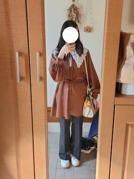 「アイテム（付け襟）」を使った、ayaharuさん（レディース・158cm）の秋コーディネート