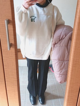 「アイテム（ダウンジャケット/コート、ピンク系）」を使った、ayaharuさん（レディース・157cm）の冬コーディネート