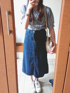 「アイテム（ボストンバッグ）」を使った、ayaharuさん（レディース・157cm）の夏コーディネート