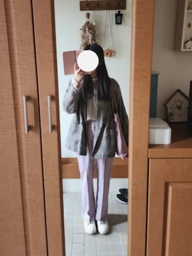 「しまむら（シマムラ）のアイテム（テーラードジャケット、グレー系）」を使った、ayaharuさん（レディース・158cm）の春コーディネート