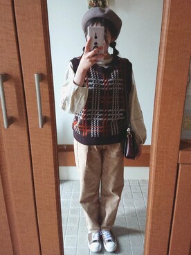 「index（インデックス）のアイテム（帽子）」を使った、ayaharuさん（レディース・157cm）の秋コーディネート