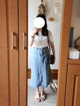 「アイテム（デニムスカート）」を使った、ayaharuさん（レディース・158cm）の夏コーディネート