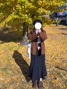 「アイテム（ハンチング/ベレー帽）」を使った、ayaharuさん（レディース・158cm）の秋コーディネート