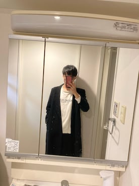 「黒スキニー」｜「アイテム（ステンカラーコート）」を使った、ぽーんさん（メンズ・174cm）の秋コーディネート