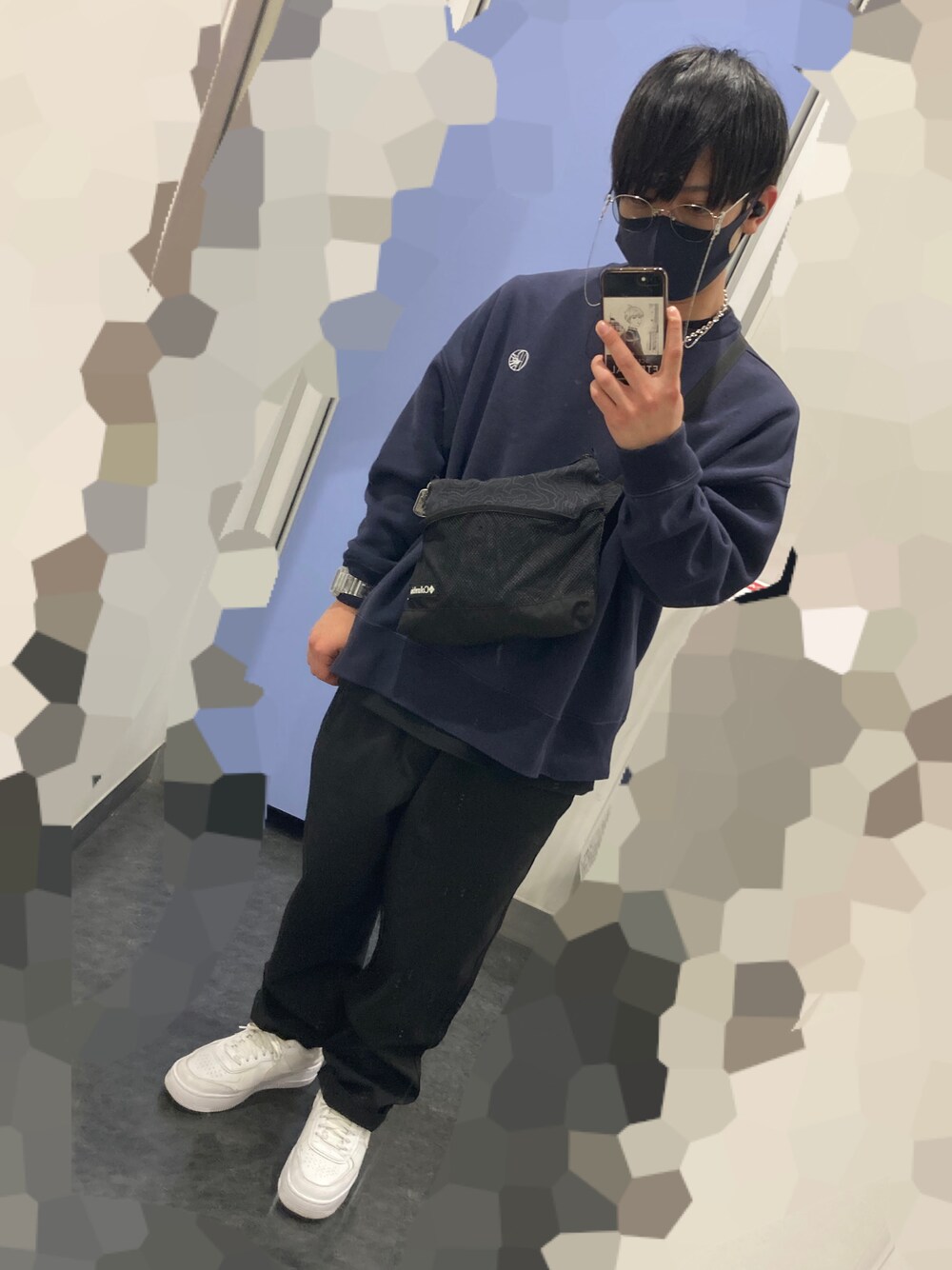 「休日スタイル、オトナカジュアル、春夏コーデ、おしゃれさんと繋がりたい、いいね、save、フォローお願いします🤑、スニーカーコーデ、サングラス、JINS、グラスコード、NIKE、CHARMAN、低身長コーデ、ストリート、シンプルコーデ、低身長」｜「XLARGEのアイテム（パンツ、ブラック系）」を使った、M4S4T0さん（メンズ・160cm）の春コーディネートの1枚目の写真
