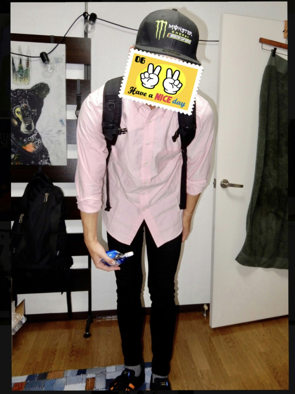 「カジュアル、UNIQLO、adidas、休日スタイル、ciaopanic、スキニーデニム、お洒落さんとつながりたい、MONSTER ENERGY、いいね、save、フォローお願いします🤑、秋トレンド2021」｜「adidas Originalsのアイテム（スニーカー、ブラック系）」を使った、こじゃれ山さん（メンズ・183cm）の秋コーディネートの1枚目の写真