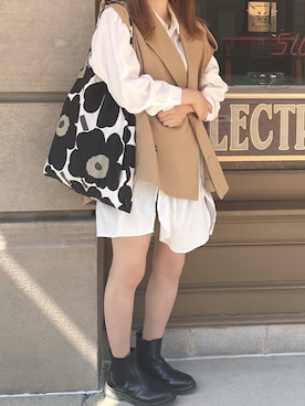 「ビッグシャツ」｜「アイテム（ブーツ）」を使った、monsterさん（レディース・162cm）の春コーディネート