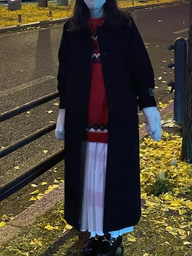 「カラー×コーデ」｜「アイテム（ステンカラーコート）」を使った、monsterさん（レディース・162cm）の冬コーディネート