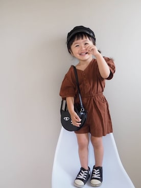 「セットアップスタイル」｜「アイテム（オールインワン・サロペット）」を使った、cocomaru.さん（キッズ・100cm）の夏コーディネート