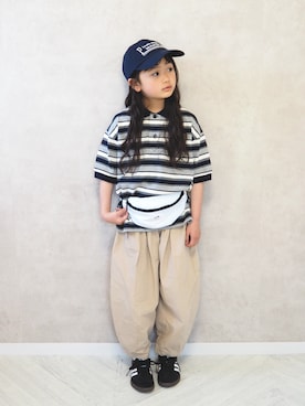 「アイテム（キャップ）」を使った、cocomaru.さん（キッズ・120cm）の春コーディネート