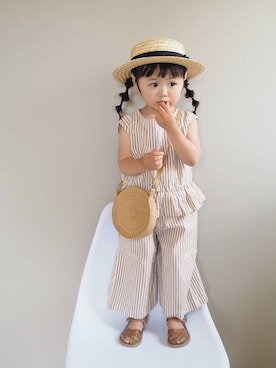 「pairmanon（ペアマノン）のアイテム（セットアップ）」を使った、cocomaru.さん（キッズ・100cm）の夏コーディネート