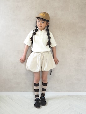 「BAYFLOW（ベイフロー）のアイテム（バッグ）」を使った、cocomaru.さん（キッズ・120cm）の春コーディネート