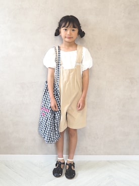 「LOWRYS FARM（ローリーズファーム）のアイテム（トートバッグ）」を使った、cocomaru.さん（キッズ・122cm）の夏コーディネート