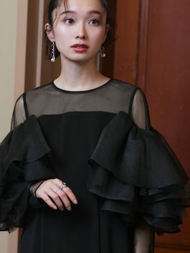 「黒ワンピ」｜RUIRUEBOUTIQUEさん（レディース・161cm）の春コーディネート