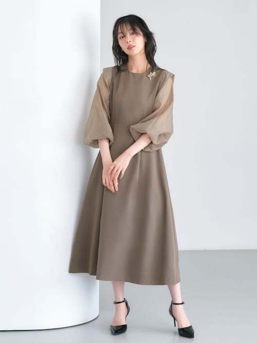 セール】オケージョンドレス 結婚式 2WAY ストレッチ ｜ オーガンジー