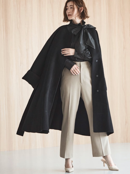 girlish ガーリッシュ　リバーウールコート　ブラック OUTER – GIRLISH