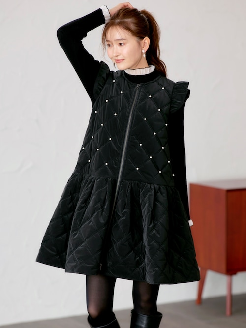 archivio レディース ブラックファーワンピース（キルティング） 楽天
