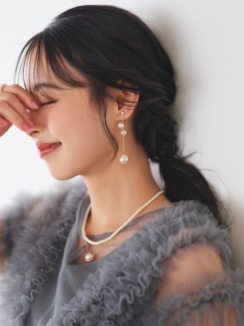RUIRUE BOUTIQUE（ルイルエブティック） イヤリング 3連 大粒 パール