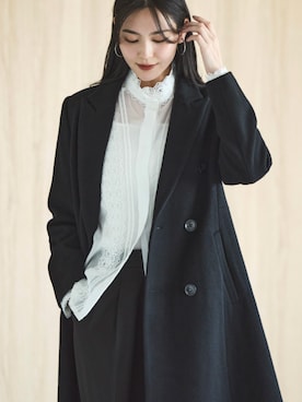 「オフィススタイル」｜「アイテム（チェスターコート）」を使った、RUIRUEBOUTIQUEさん（レディース・170cm）の冬コーディネート