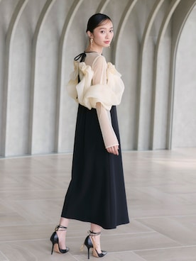 「RUIRUE BOUTIQUE（ルイルエブティック）のアイテム（ドレス）」を使った、RUIRUEBOUTIQUEさん（レディース・161cm）の春コーディネート