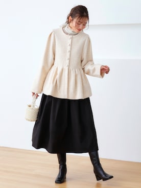 「白コート」｜RUIRUEBOUTIQUEさん（レディース・166cm）の冬コーディネート