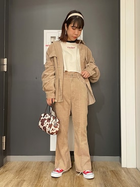 「アイテム（カチューシャ、ホワイト系）」を使った、ノノさん（レディース・153cm）の秋コーディネート