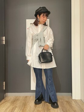 「秋先取りコーデ」｜「アイテム（キャスケット）」を使った、ノノさん（レディース・153cm）の秋コーディネート