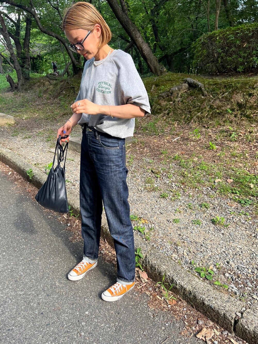 「夏コーデ、オトナカジュアル、夏、カジュアル、着回しコーデ、ootd、プチプラ、デニムコーデ」｜「BLACK BY MOUSSYのKONA One wash DENIM（デニムパンツ、ブルー系）」を使った、aiさん（レディース・161cm）の夏コーディネートの1枚目の写真