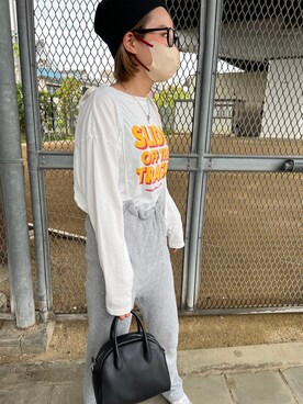 「Ungrid（アングリッド）のロゴロングスリーブTee（Tシャツ/カットソー）」を使った、aiさん（レディース・161cm）の春コーディネート