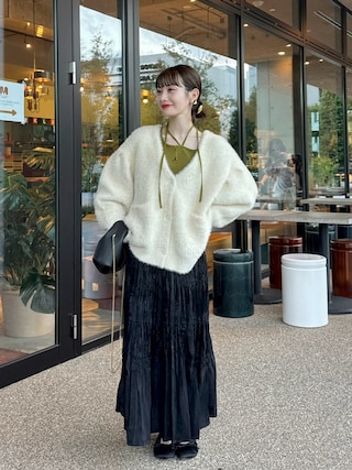 「hinari(ヒナリ)のメランジデザイントップス(Tシャツ/カットソー)」を使った、まるさん(レディース・153cm)の秋コーディネート