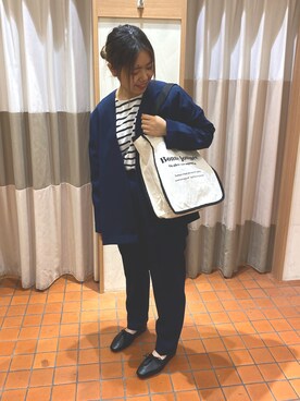 「Samansa Mos2 blue（サマンサモスモスブルー）のアイテム（ノーカラージャケット）」を使った、nagamo 𓂃𖥍‪𓈒𓏸さん（レディース・153cm）の春コーディネート