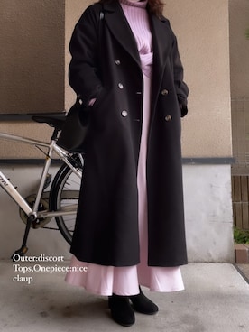 「DISCOAT（ディスコート）のアイテム（トレンチコート）」を使った、Cocoさん（レディース・158cm）の春コーディネート