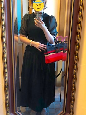 「赤黒コーデ」｜ゆらさん（レディース・155cm）の夏コーディネート