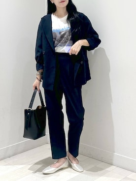 「GLOBAL WORK（グローバルワーク）のアイテム（テーラードジャケット）」を使った、ぽてとさん（レディース・158cm）の秋コーディネート